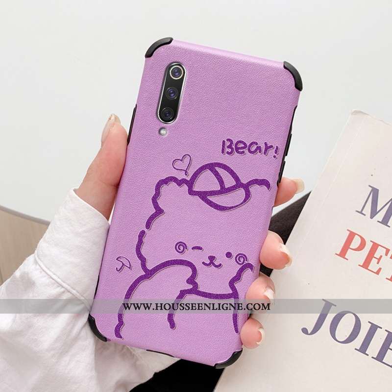 Coque Xiaomi Mi 9 Cuir Fluide Doux Transparent Légère Silicone Créatif Protection Violet