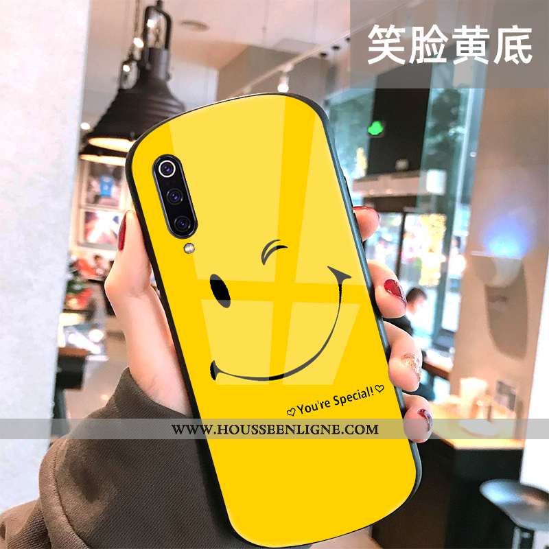 Coque Xiaomi Mi 9 Lite Créatif Tendance Téléphone Portable Point D'onde Verre Incassable Petit Blanc