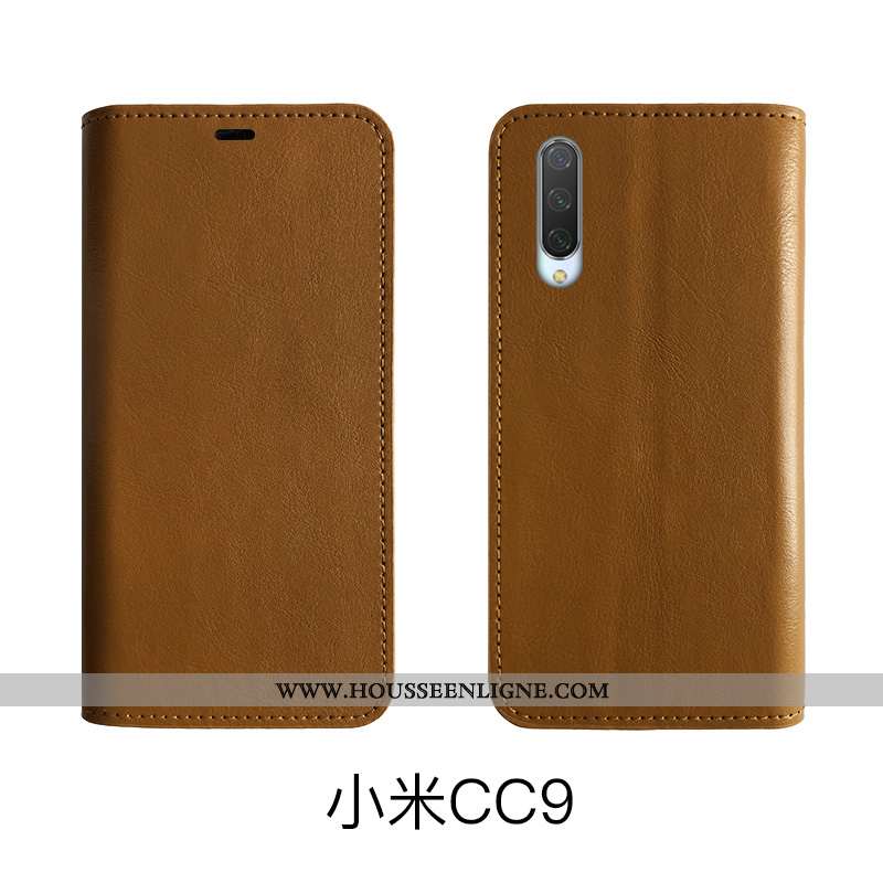 Coque Xiaomi Mi 9 Lite Cuir Protection Housse Tout Compris Petit Bovins Véritable Marron