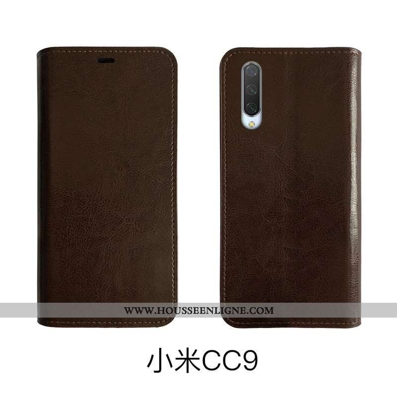 Coque Xiaomi Mi 9 Lite Cuir Protection Housse Tout Compris Petit Bovins Véritable Marron