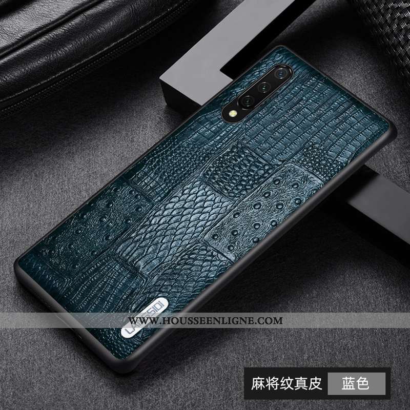 Coque Xiaomi Mi 9 Lite Protection Cuir Véritable Tout Compris Bleu Petit Cuir Incassable