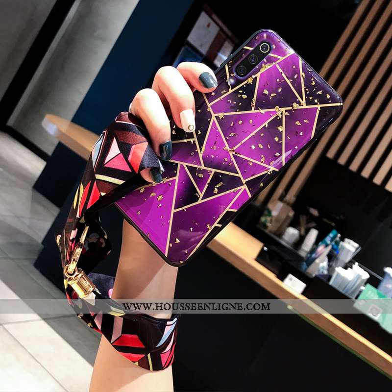 Coque Xiaomi Mi 9 Protection Créatif Plaid Modèle Fleurie Étui Multicolore Téléphone Portable Violet