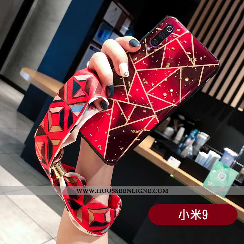 Coque Xiaomi Mi 9 Protection Créatif Plaid Modèle Fleurie Étui Multicolore Téléphone Portable Violet