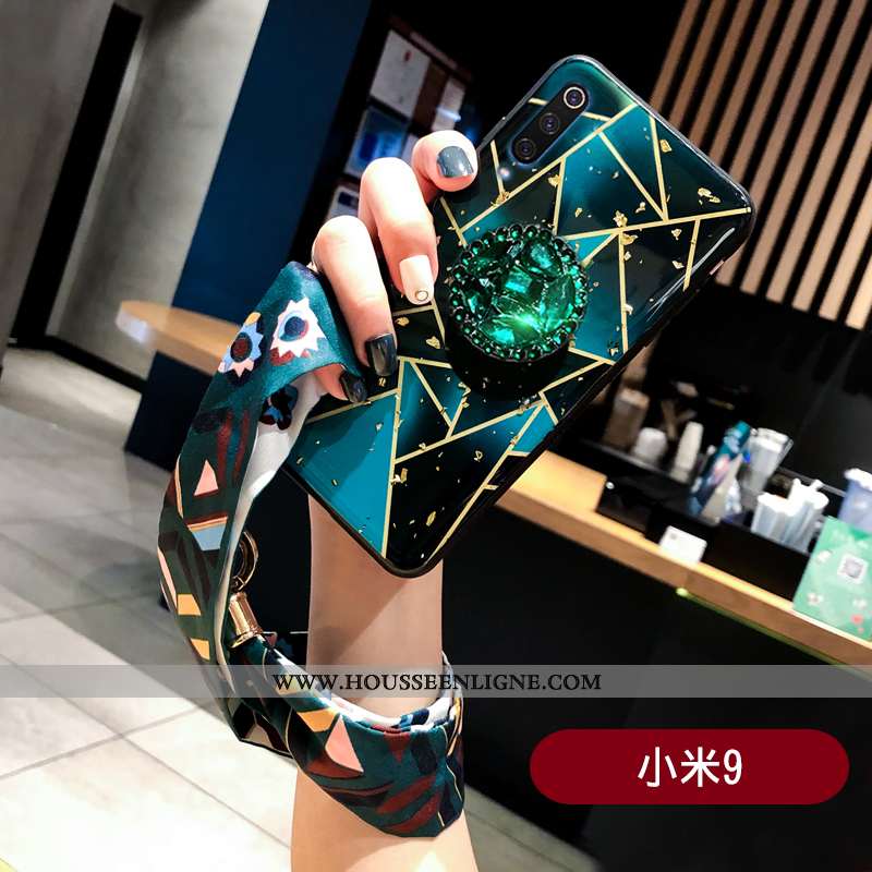 Coque Xiaomi Mi 9 Protection Créatif Plaid Modèle Fleurie Étui Multicolore Téléphone Portable Violet