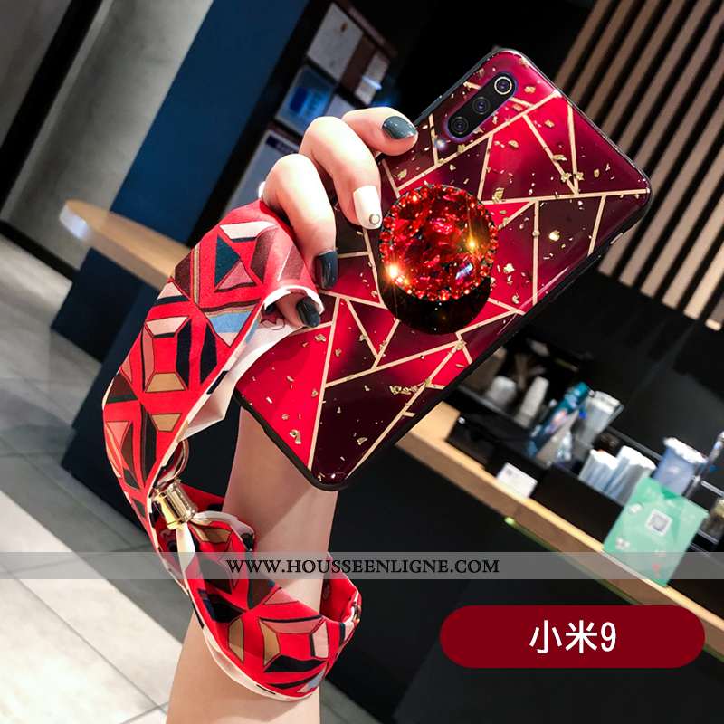 Coque Xiaomi Mi 9 Protection Créatif Plaid Modèle Fleurie Étui Multicolore Téléphone Portable Violet