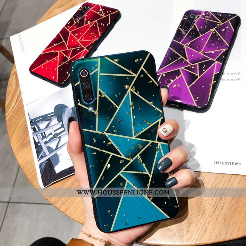 Coque Xiaomi Mi 9 Protection Créatif Plaid Modèle Fleurie Étui Multicolore Téléphone Portable Violet