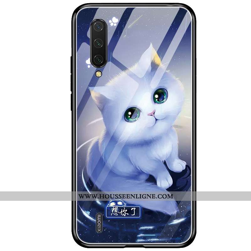 Coque Xiaomi Mi 9 Protection Verre Nouveau Téléphone Portable Silicone Personnalité Incassable Bleu