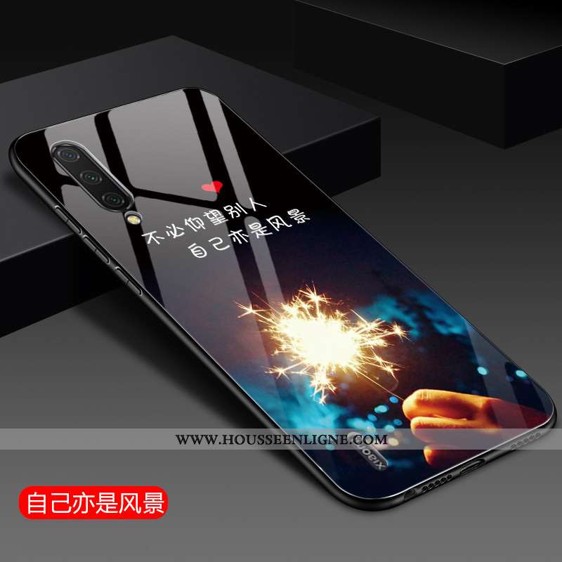 Coque Xiaomi Mi 9 Protection Verre Nouveau Téléphone Portable Silicone Personnalité Incassable Bleu