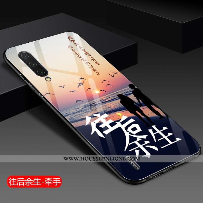 Coque Xiaomi Mi 9 Protection Verre Nouveau Téléphone Portable Silicone Personnalité Incassable Bleu