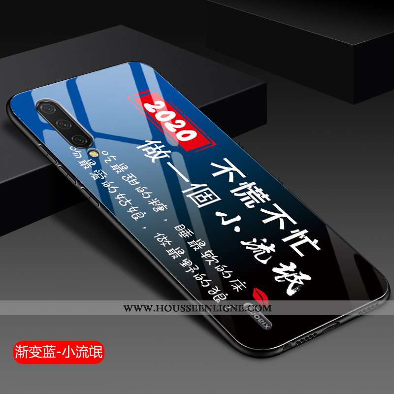 Coque Xiaomi Mi 9 Protection Verre Nouveau Téléphone Portable Silicone Personnalité Incassable Bleu