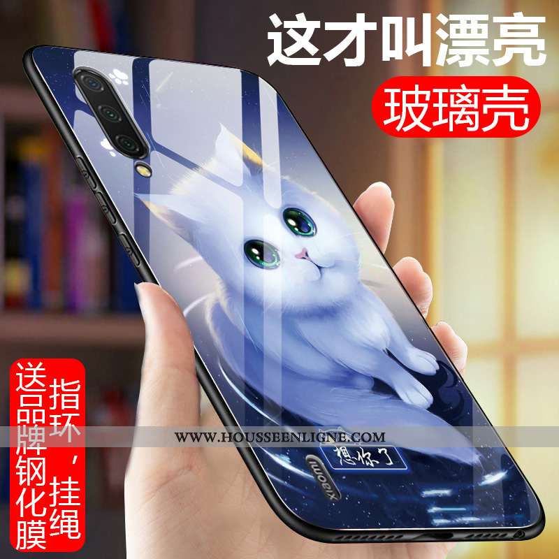 Coque Xiaomi Mi 9 Protection Verre Nouveau Téléphone Portable Silicone Personnalité Incassable Bleu