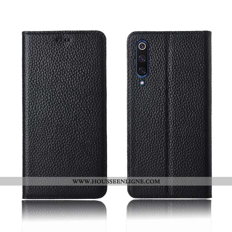 Coque Xiaomi Mi 9 Se Fluide Doux Silicone Cuir Cuir Véritable Litchi Housse Petit Marron