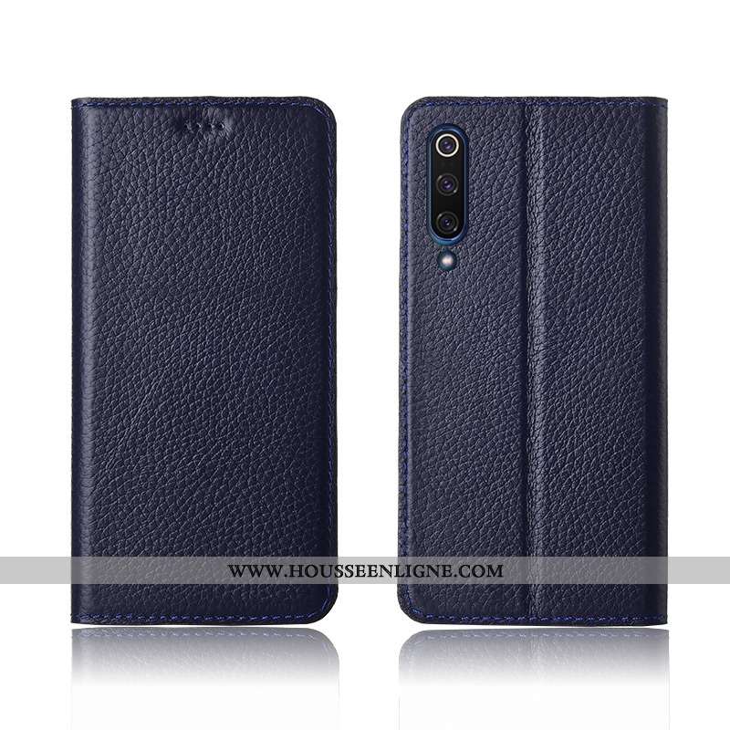Coque Xiaomi Mi 9 Se Fluide Doux Silicone Cuir Cuir Véritable Litchi Housse Petit Marron