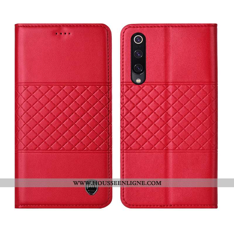 Coque Xiaomi Mi 9 Se Protection Cuir Véritable Jaune Téléphone Portable Étui Tout Compris