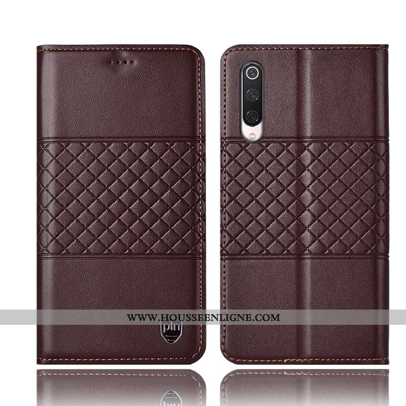 Coque Xiaomi Mi 9 Se Protection Cuir Véritable Jaune Téléphone Portable Étui Tout Compris