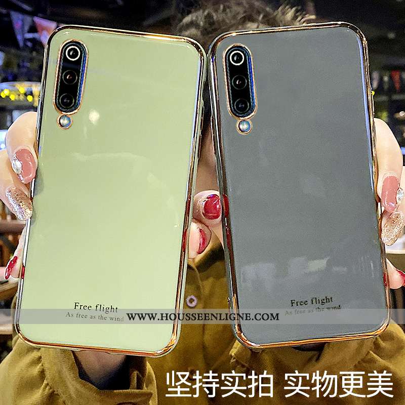 Coque Xiaomi Mi 9 Silicone Tendance Modèle Fleurie Gris Téléphone Portable Incassable Verte