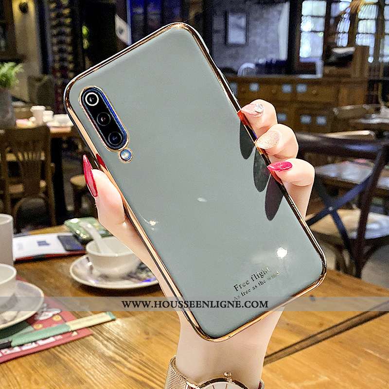 Coque Xiaomi Mi 9 Silicone Tendance Modèle Fleurie Gris Téléphone Portable Incassable Verte