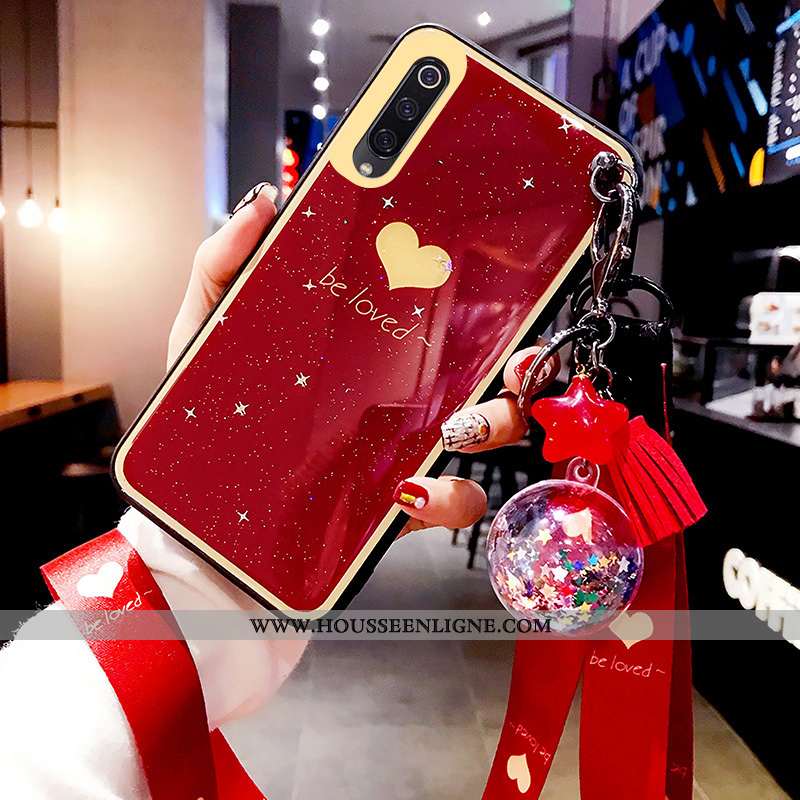 Coque Xiaomi Mi 9 Tendance Modèle Fleurie Rouge Net Rouge Incassable Vin Rouge Silicone Bordeaux