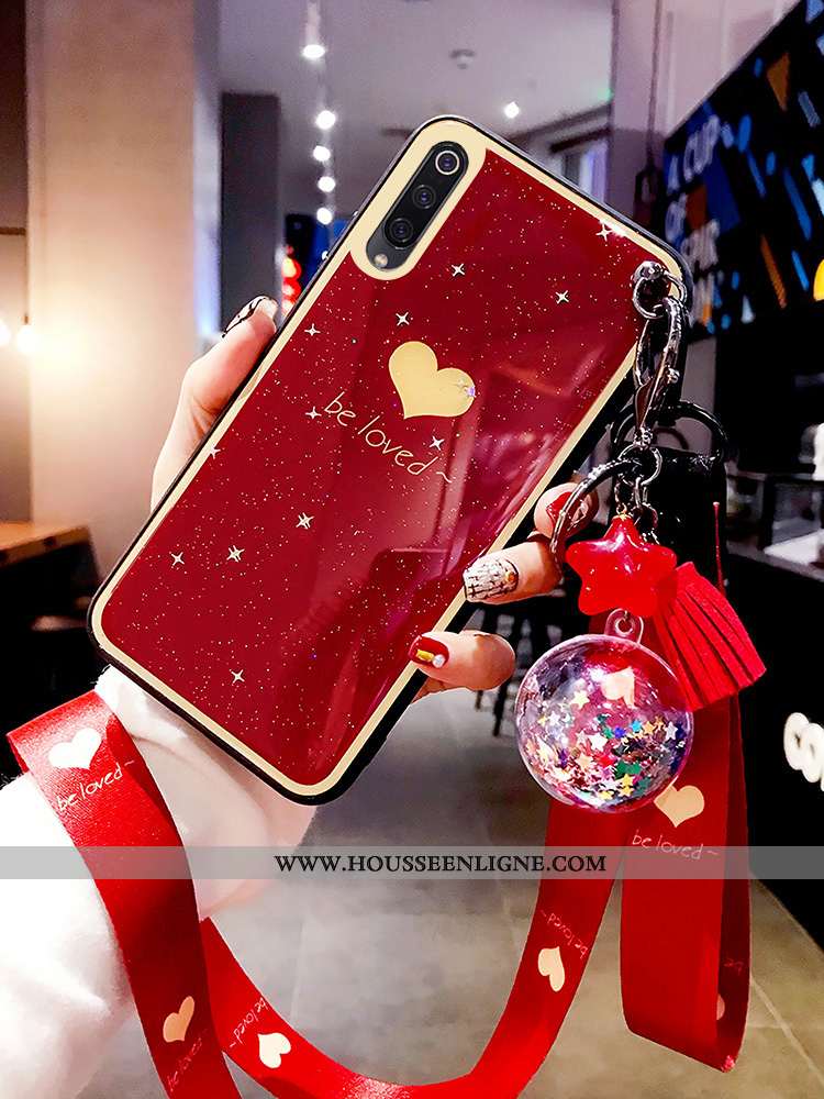 Coque Xiaomi Mi 9 Tendance Modèle Fleurie Rouge Net Rouge Incassable Vin Rouge Silicone Bordeaux
