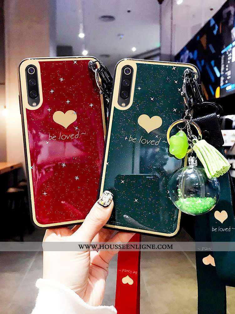 Coque Xiaomi Mi 9 Tendance Modèle Fleurie Rouge Net Rouge Incassable Vin Rouge Silicone Bordeaux
