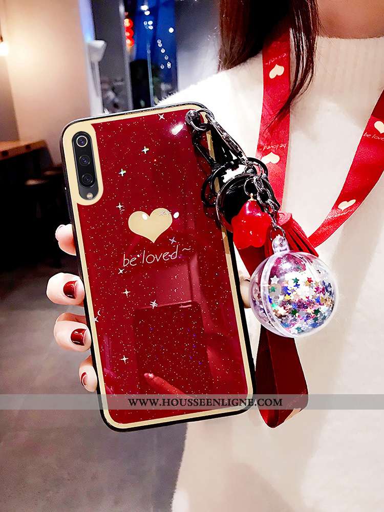 Coque Xiaomi Mi 9 Tendance Modèle Fleurie Rouge Net Rouge Incassable Vin Rouge Silicone Bordeaux