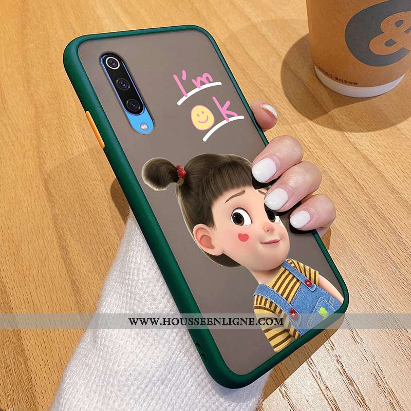 Coque Xiaomi Mi 9 Transparent Délavé En Daim Mode Amoureux Difficile Tout Compris Vert Verte