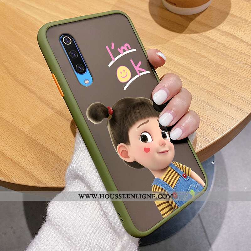 Coque Xiaomi Mi 9 Transparent Délavé En Daim Mode Amoureux Difficile Tout Compris Vert Verte