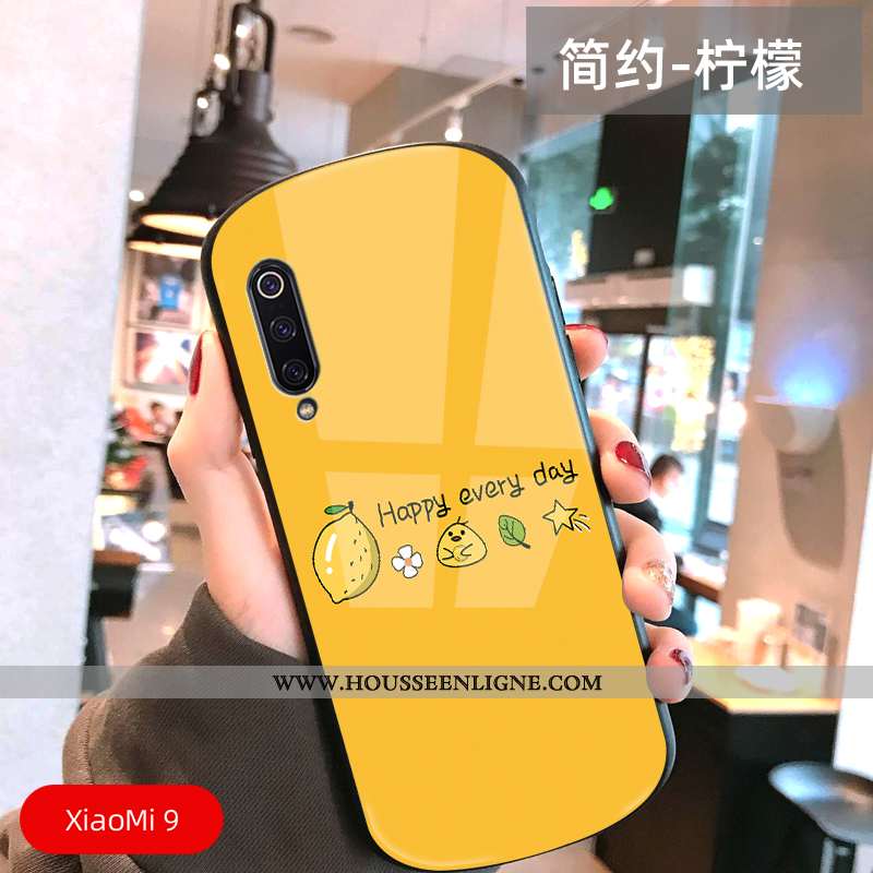 Coque Xiaomi Mi 9 Ultra Légère Délavé En Daim Petit Simple Tout Compris Arc Jaune
