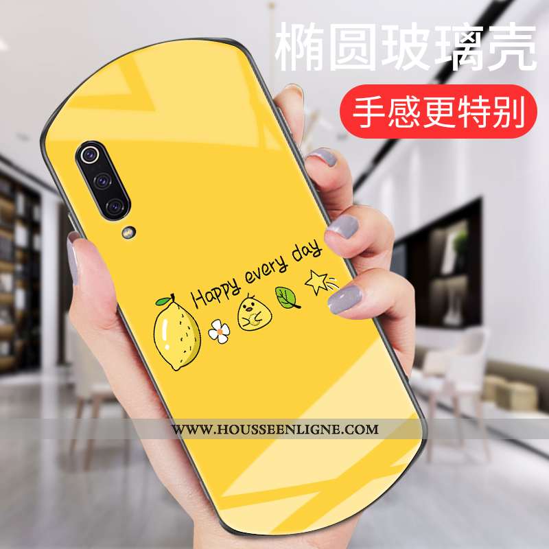 Coque Xiaomi Mi 9 Ultra Légère Délavé En Daim Petit Simple Tout Compris Arc Jaune