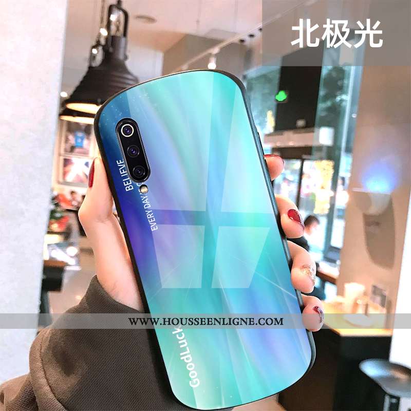 Coque Xiaomi Mi 9 Verre Personnalité Tout Compris Europe Incassable Protection Simple Bleu