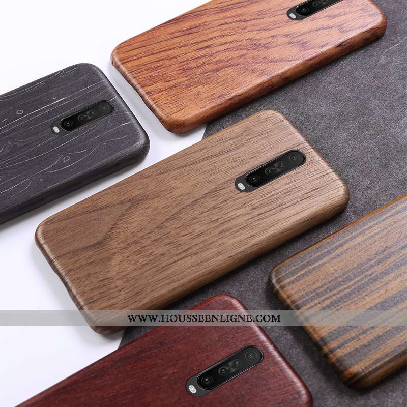 Coque Xiaomi Mi 9t Créatif En Bois Incassable Téléphone Portable Rouge Étui Marron