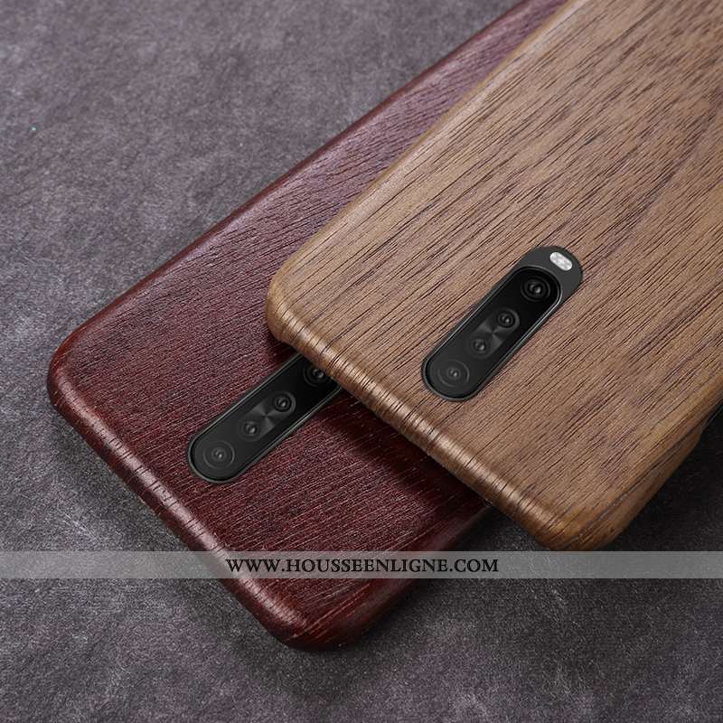 Coque Xiaomi Mi 9t Créatif En Bois Incassable Téléphone Portable Rouge Étui Marron