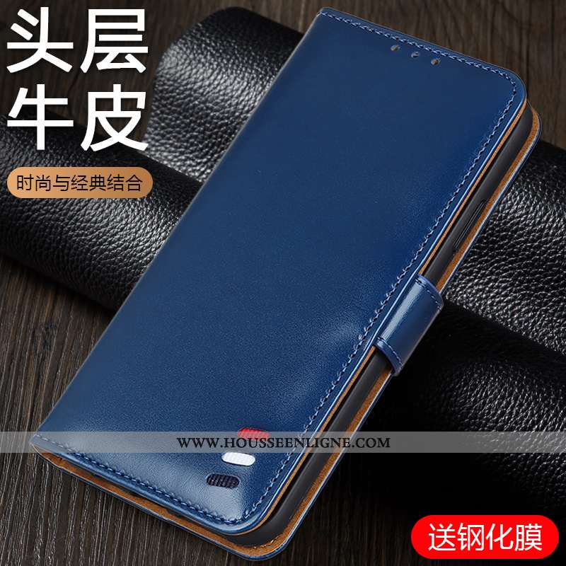 Coque Xiaomi Mi 9t Cuir Véritable Cuir Protection Silicone Téléphone Portable Clamshell Noir