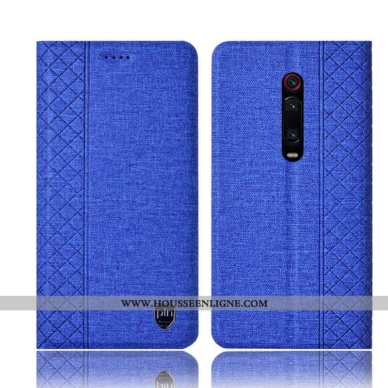 Coque Xiaomi Mi 9t Pro Cuir Protection Téléphone Portable Lin Incassable Housse Noir