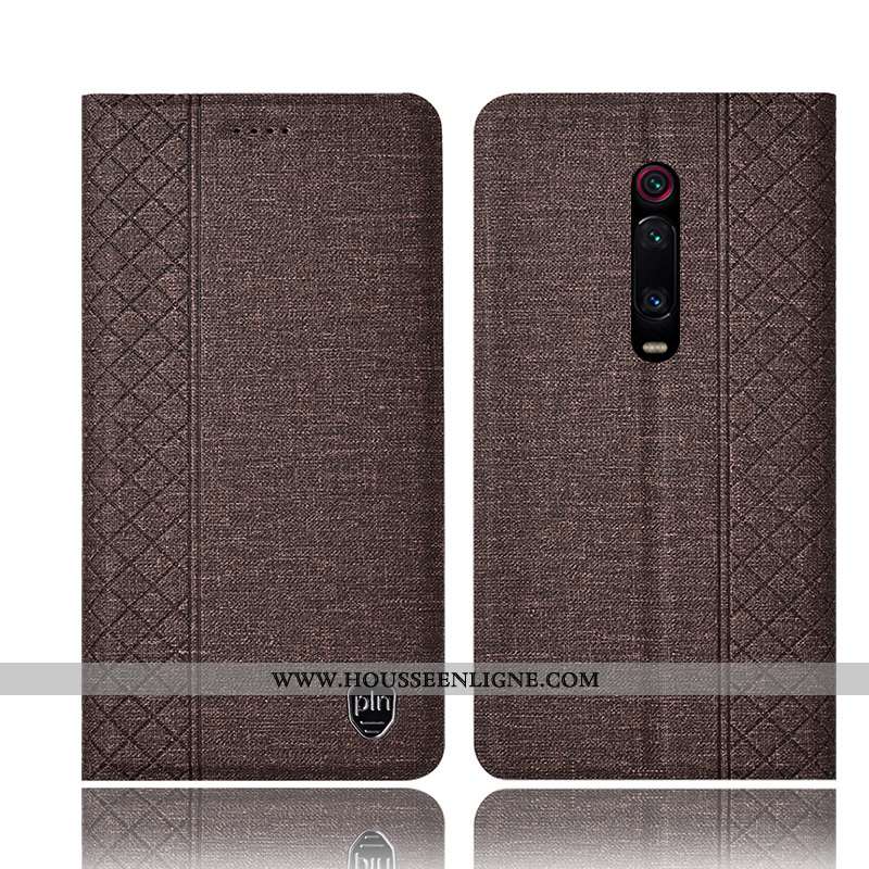 Coque Xiaomi Mi 9t Pro Cuir Protection Téléphone Portable Lin Incassable Housse Noir