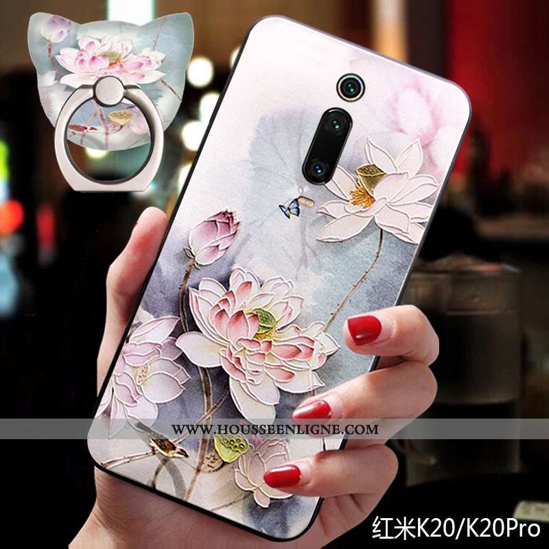 Coque Xiaomi Mi 9t Pro Fluide Doux Silicone Support Style Chinois Rose Nouveau