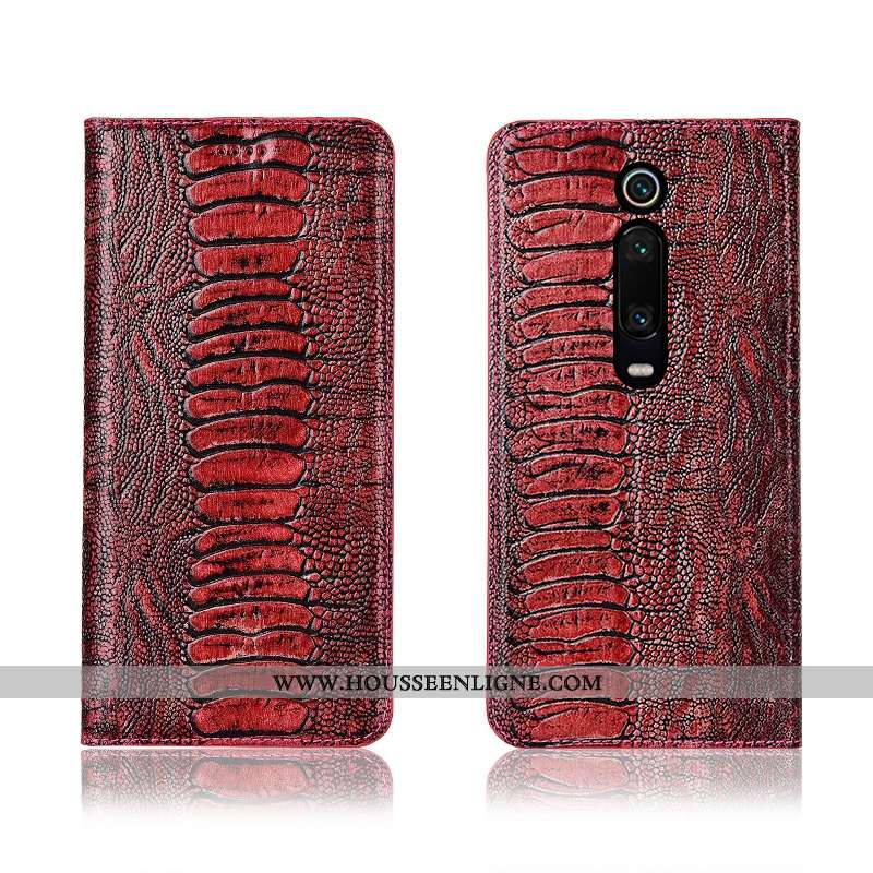 Coque Xiaomi Mi 9t Pro Protection Cuir Véritable Petit Rouge Silicone Oiseau Cuir Jaune