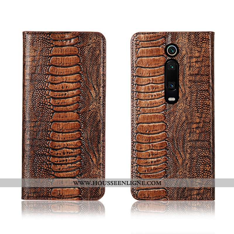 Coque Xiaomi Mi 9t Pro Protection Cuir Véritable Petit Rouge Silicone Oiseau Cuir Jaune