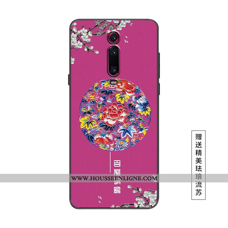 Coque Xiaomi Mi 9t Pro Protection Délavé En Daim Style Chinois Étui Rose Nouveau Petit