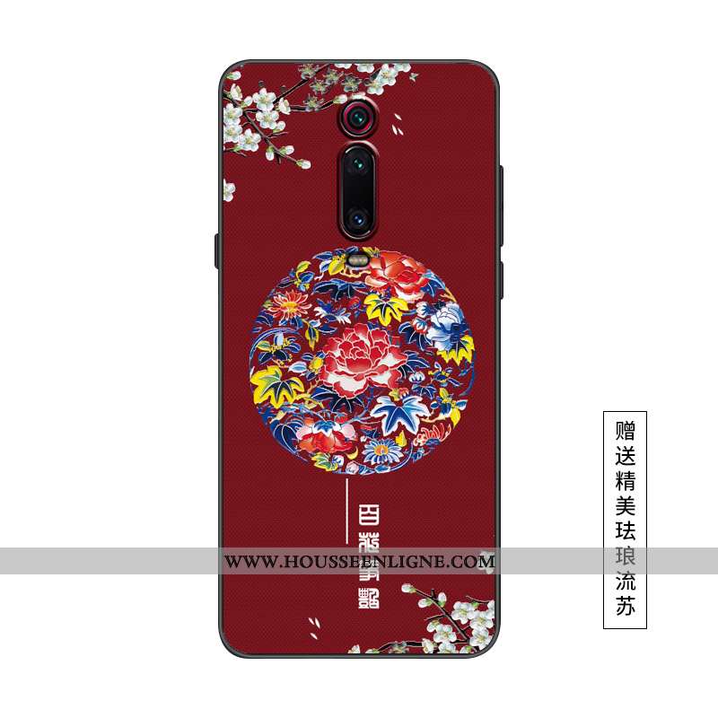 Coque Xiaomi Mi 9t Pro Protection Délavé En Daim Style Chinois Étui Rose Nouveau Petit