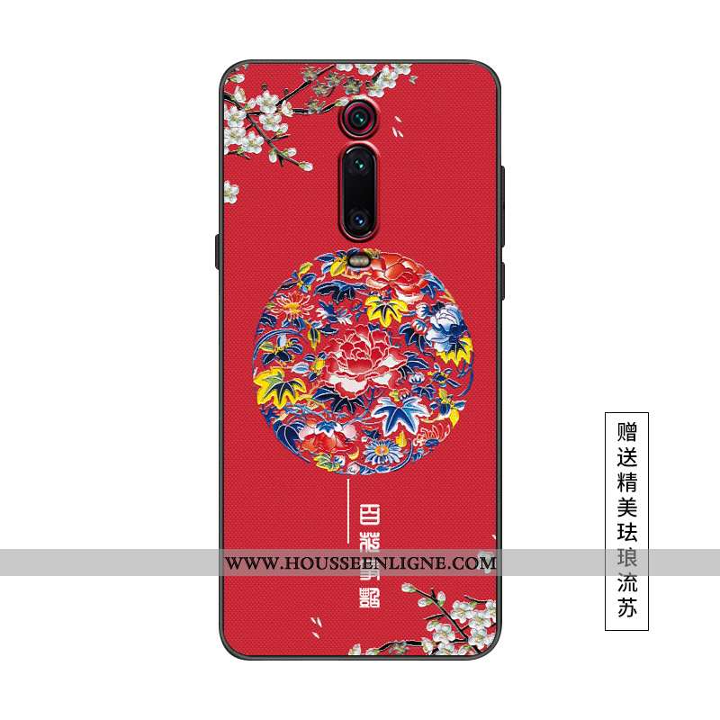 Coque Xiaomi Mi 9t Pro Protection Délavé En Daim Style Chinois Étui Rose Nouveau Petit