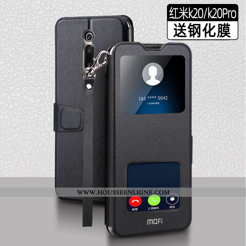 Coque Xiaomi Mi 9t Pro Tendance Cuir Protection Petit Clamshell Silicone Étui Bleu