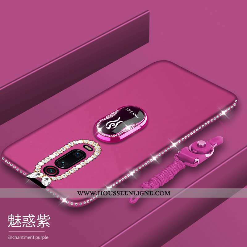 Coque Xiaomi Mi 9t Pro Ultra Légère Délavé En Daim Violet Strass Rouge