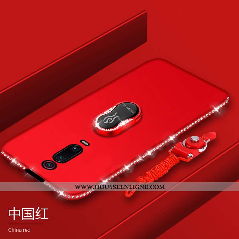 Coque Xiaomi Mi 9t Pro Ultra Légère Délavé En Daim Violet Strass Rouge