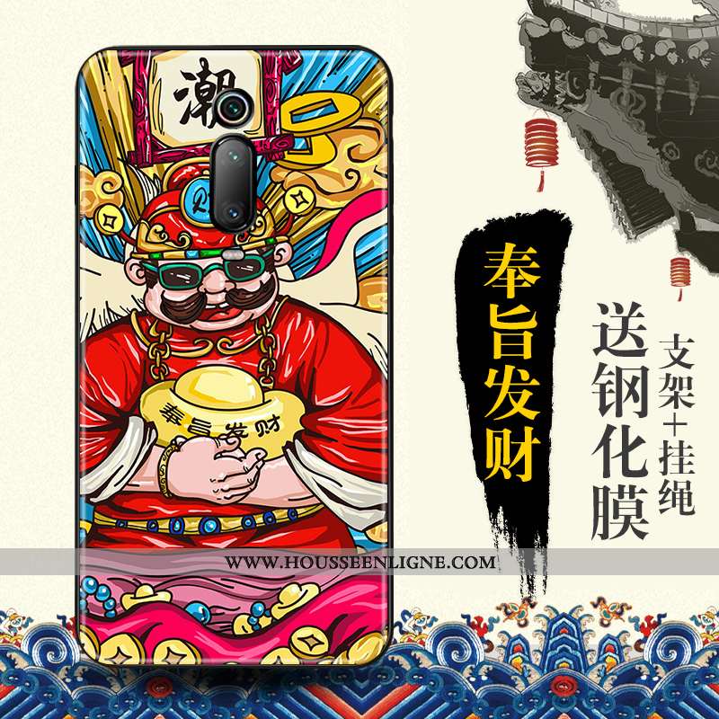 Coque Xiaomi Mi 9t Protection Gaufrage Tendance Rouge Style Chinois Bleu Étui