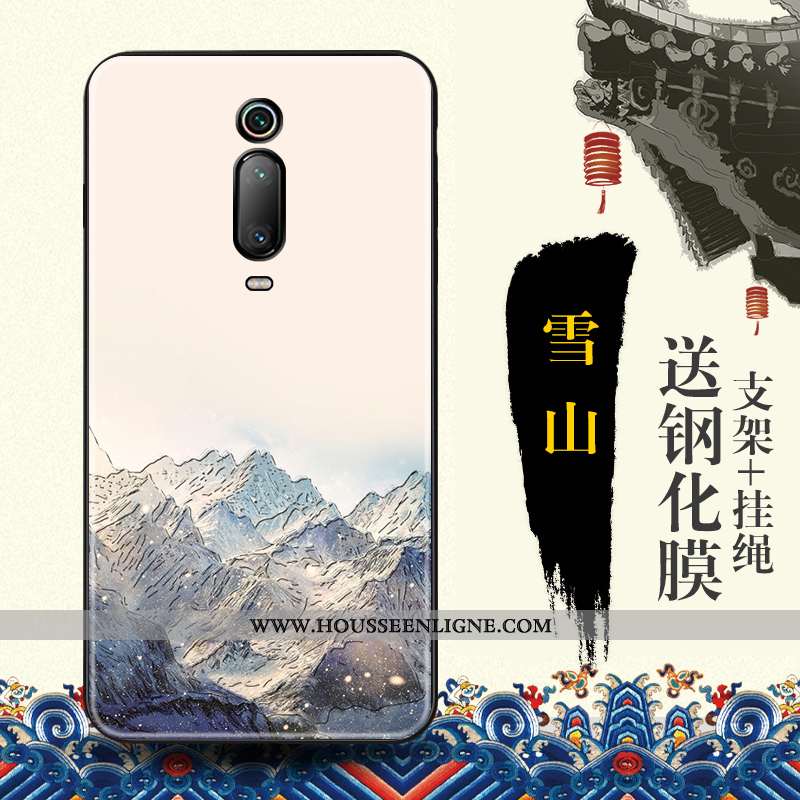Coque Xiaomi Mi 9t Protection Gaufrage Tendance Rouge Style Chinois Bleu Étui