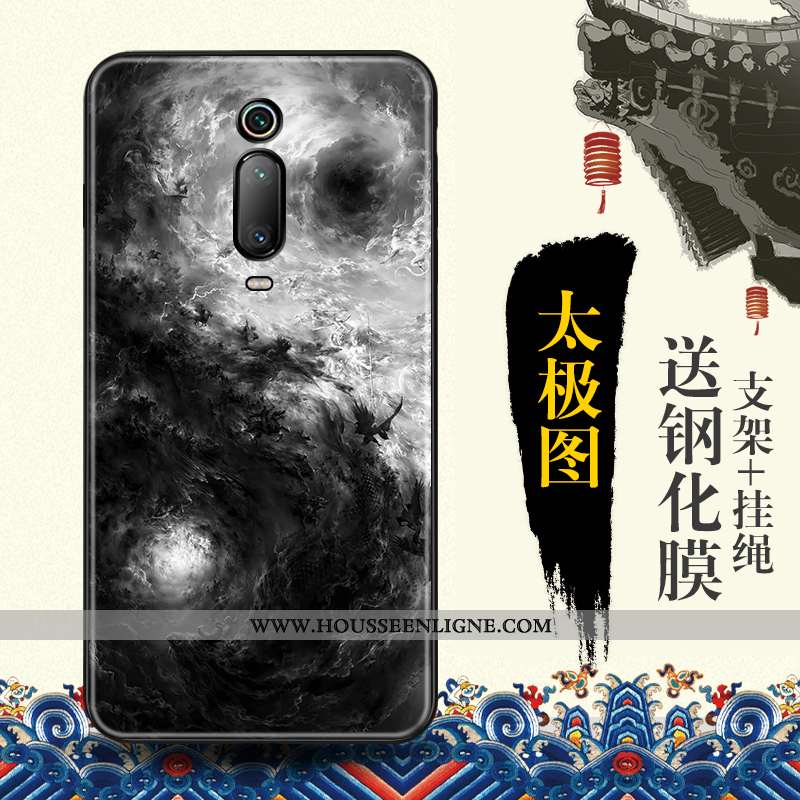 Coque Xiaomi Mi 9t Protection Gaufrage Tendance Rouge Style Chinois Bleu Étui