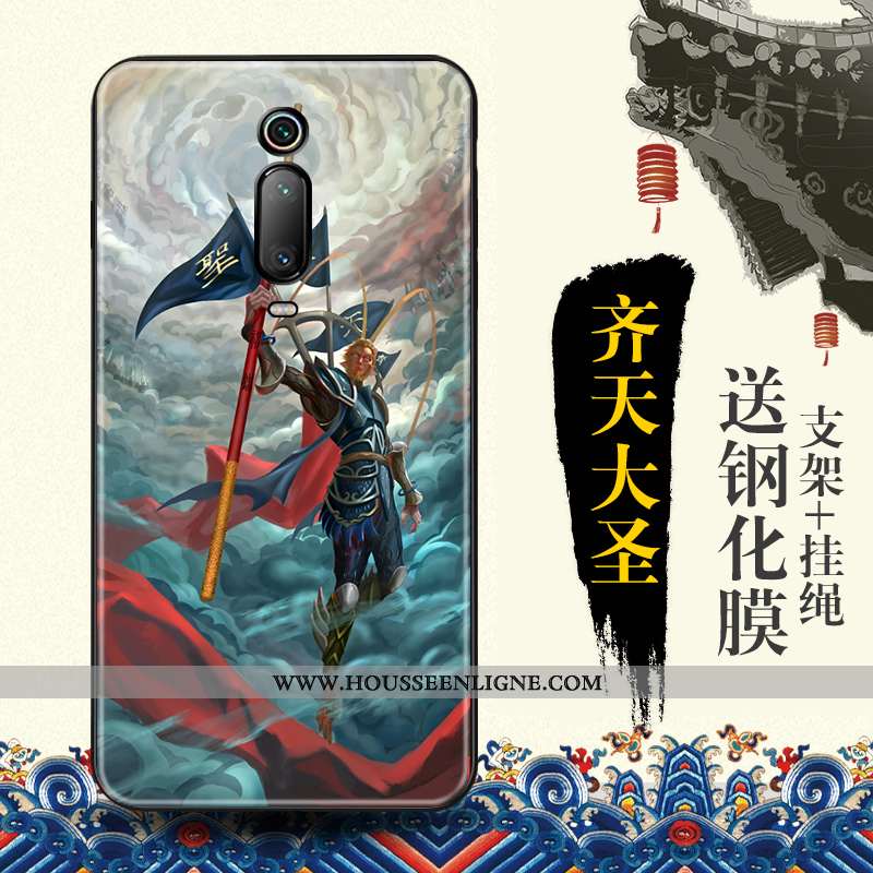 Coque Xiaomi Mi 9t Protection Gaufrage Tendance Rouge Style Chinois Bleu Étui
