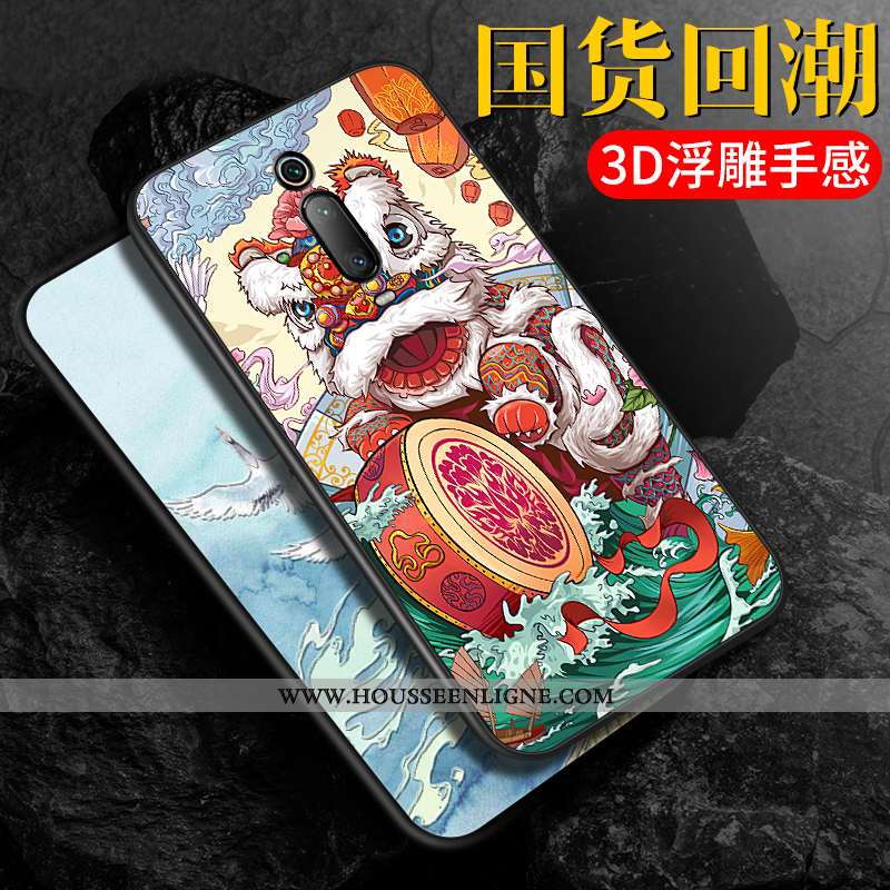 Coque Xiaomi Mi 9t Protection Gaufrage Tendance Rouge Style Chinois Bleu Étui