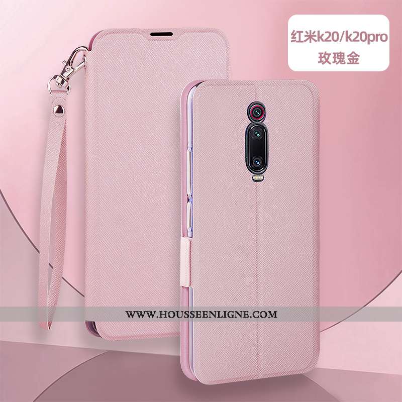 Coque Xiaomi Mi 9t Silicone Protection Rouge Étui Rose Cuir